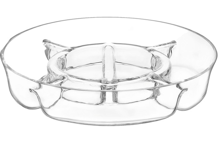 A large glass serving platter