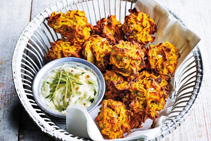 Baked onion bhajis