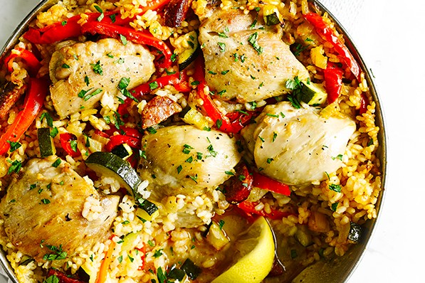 Chicken and Chorizo Rice Recipe One-pot Spanish rice with chicken and chorizo