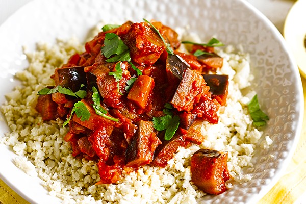 Cauliflower rice with aubergine ragoût Cauliflower rice with aubergine ragoût