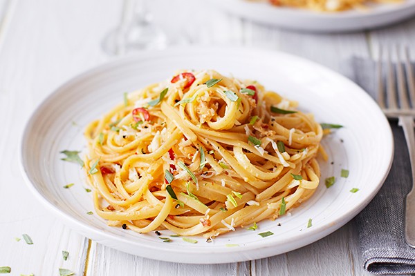 Crab Linguine Recipe With Tarragon and Lemon Two dishes of crab linguine topped with tarragon