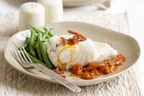 Cod with Tomato Recipe and Chorizo Sauce Cod with Tomato Recipe and Chorizo Sauce