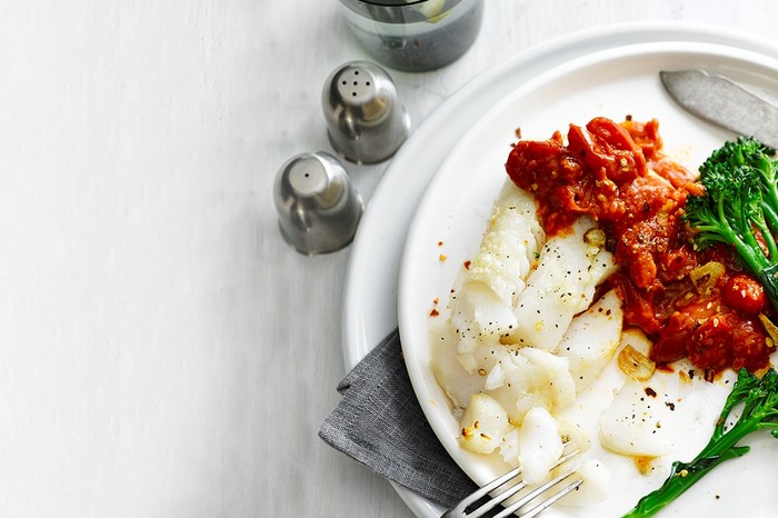 Grilled cod with salsa rossa Grilled cod with salsa rossa