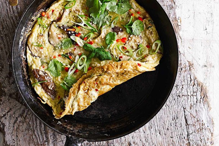 Ginger, spring onion and mushroom omelette Ginger, spring onion and mushroom omelette