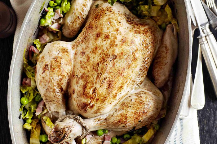 Tom Kerridge Pot Roast Chicken Recipe with Peas and Bacon Pot Roast Chicken Recipe with Peas and Bacon