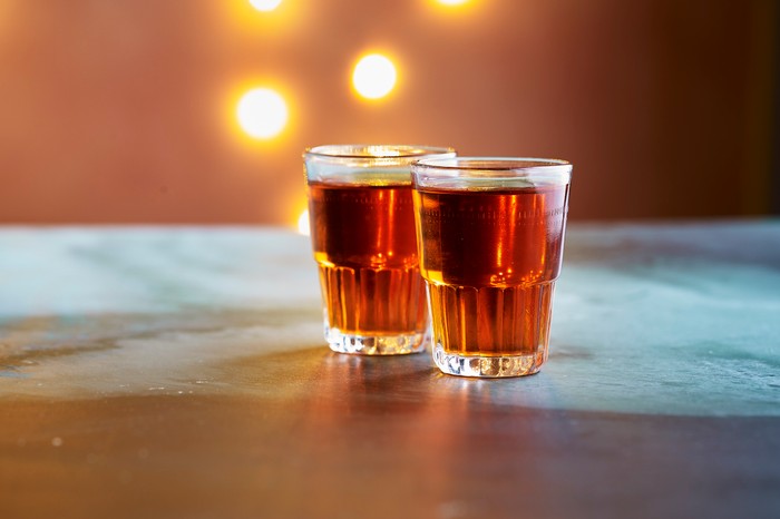 Rum Negroni Recipe Two rum negronis in a short glass