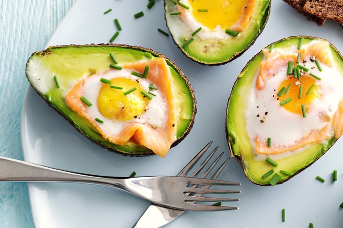 Baked avocado with smoked salmon and egg Baked avocado with smoked salmon and egg