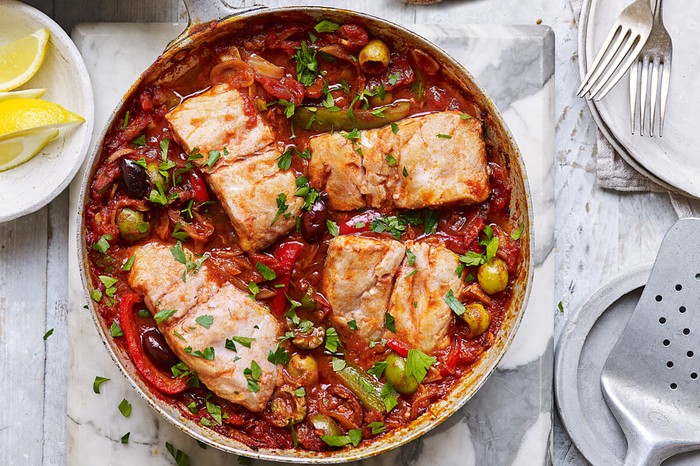 Mediterranean baked hake