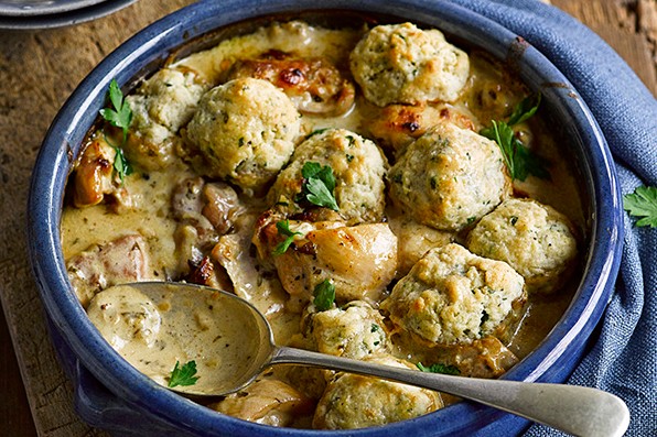 Chicken Casserole Recipe Chicken casserole with dumplings in a serving bowl