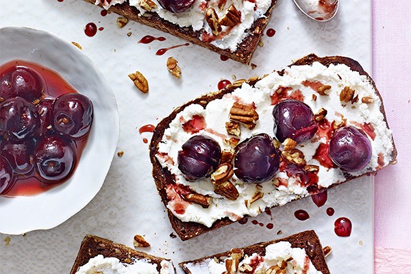 Cherry Toasts With Goat's Curd Cherry Toasts With Goat's Curd
