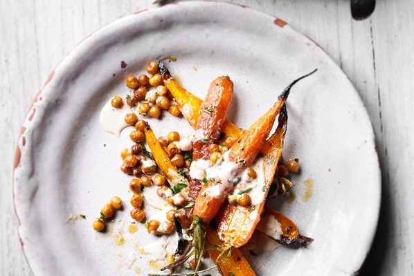 Roast Carrots with Chickpeas and Tahini Roast Carrots with Chickpeas and Tahini