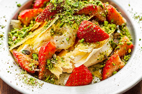 filo pastry with strawberries rosewater and cardamom cream filo pastry with strawberries