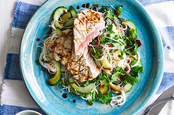 33 Healthy Low Fat Recipes Tuna Steak Recipe with Ponzu Sauce and Rice Noodles 33 Healthy Low Fat Recipes Tuna Steak Recipe with Ponzu Sauce and Rice Noodles