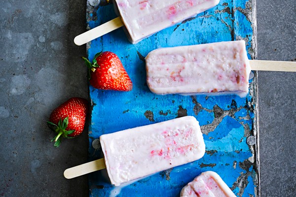 Strawberry Ice Lollies Recipe Strawberry And Cream Lollies Recipe