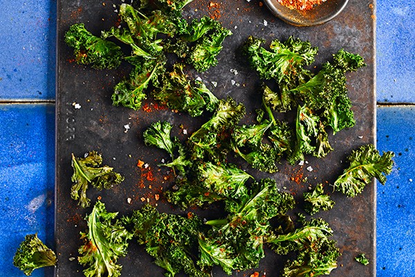 Baked kale crisps with smoky paprika salt Baked kale crisps with smoky paprika salt