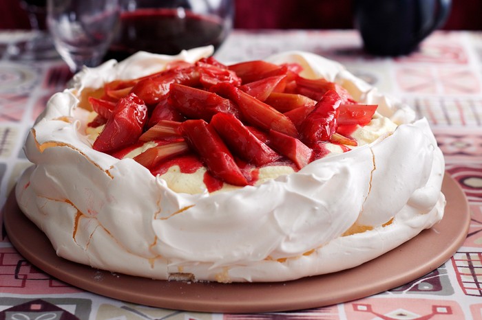 Rhubarb and Custard Pavlova Recipe Rhubarb and Custard Pavlova Recipe