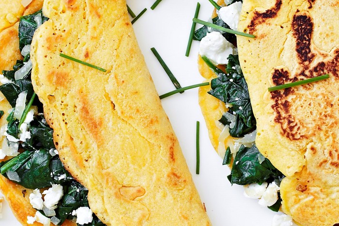 Spinach and feta chickpea pancakes Spinach and feta chickpea pancakes