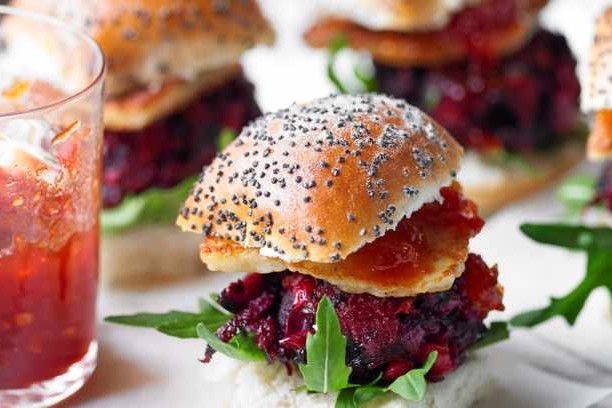 beetroot and halloumi sliders with chilli jam beetroot and halloumi sliders with chilli jam