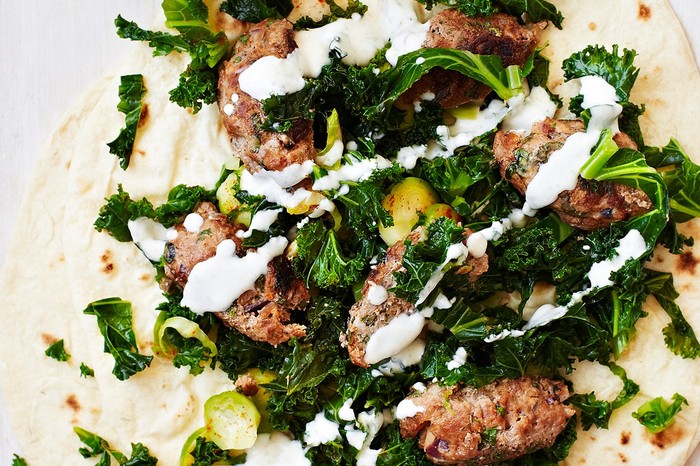 Lamb koftas with kale salad recipe Kale koftas with flatbreads and kale