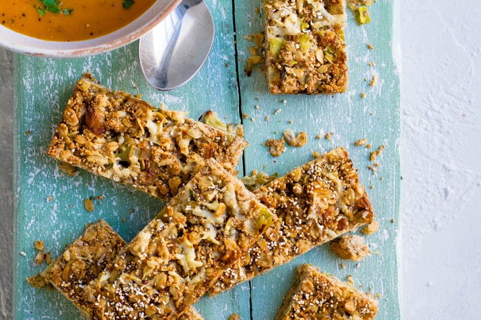 Flapjack Recipe with Cheddar, Leek And Amaranth Flapjack Recipe with Cheddar, Leek And Amaranth