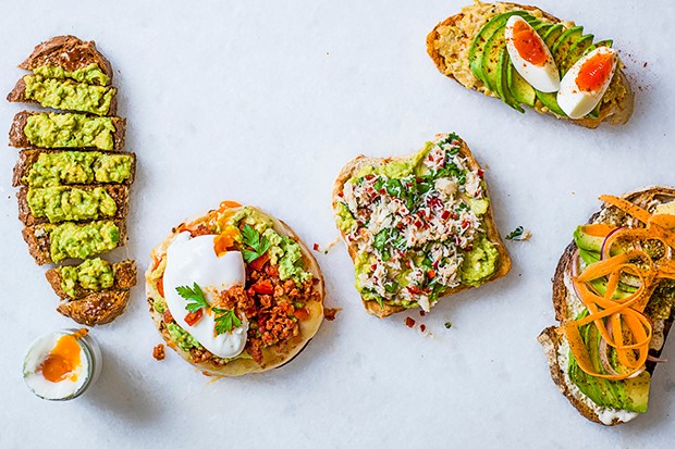 Healthy Working From Home Lunch Ideas Avocado on Toast with Five Topping Ideas