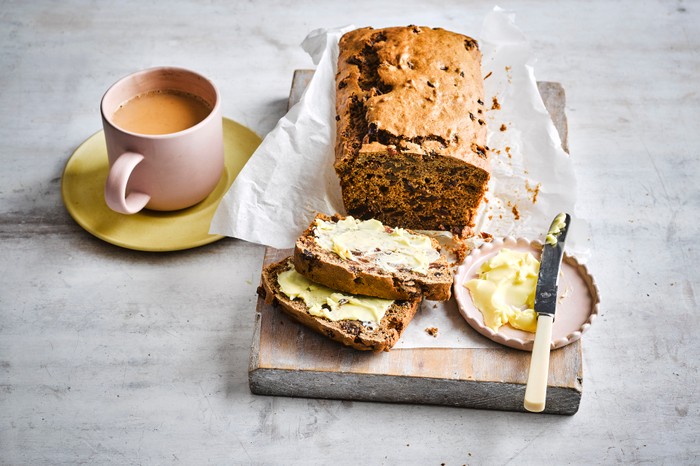 Bara brith recipe A bara brith loaf with two buttered slices