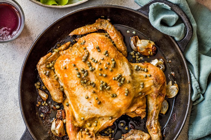 Brick chicken with brown butter and capers Brick chicken with brown butter and capers