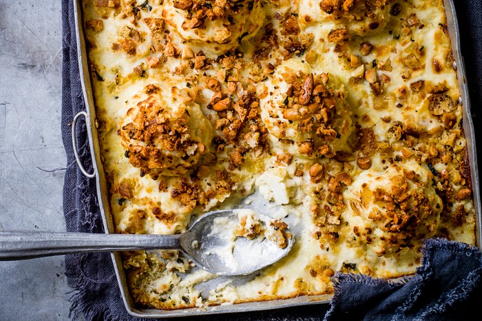 Baked Cauliflower Gratin Recipe With Cheese Baked Cauliflower Gratin Recipe With Cheese in baking dish