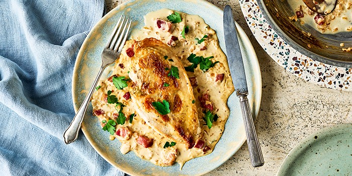 Chicken Supreme Chicken Supreme in a Creamy Sauce on a Plate