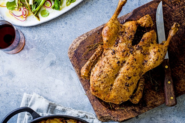 Roast Duck Recipe with Layered Potato Cake and Watercress Salad Roast Duck Recipe with Layered Potato Cake and Watercress Salad