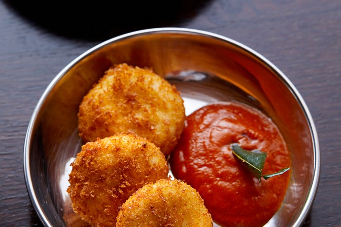 Dum Biryani House - Dahi kebabs with tomato chutney Dum Biryani House - Dahi kebabs with tomato chutney