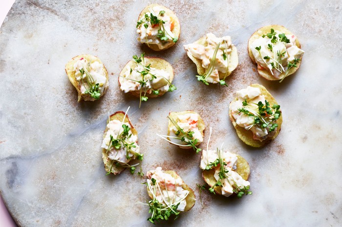 Chopped Egg Salad Canapé Recipe on Crisps Chopped Egg Salad Canapé Recipe on Crisps