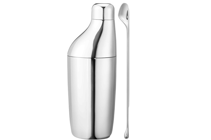 Georg Jensen cocktail shaker set A Georg Jensen cocktail shaker set with a mixing spoon