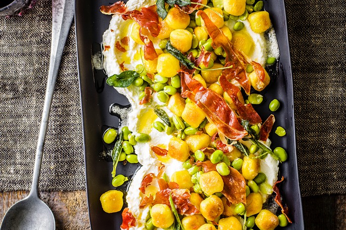 Pan Fried Gnocchi Recipe with Broad Beans, Parma Ham and Ricotta Pan Fried Gnocchi Recipe with Broad Beans, Parma Ham and Ricotta