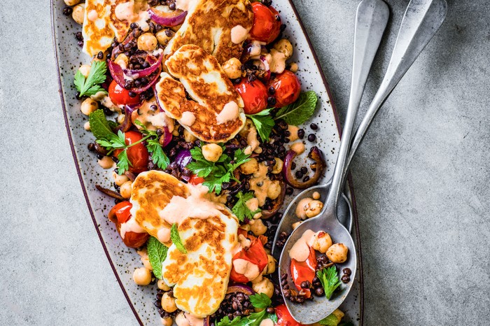 Chickpea and Halloumi Salad Recipe with Lentils Chickpea and Halloumi Salad Recipe with Lentils