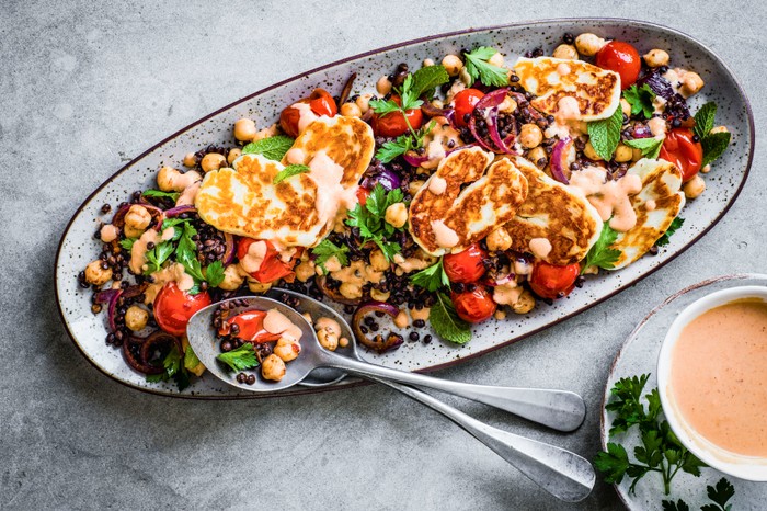 Chickpea and Halloumi Salad Recipe with Lentils Chickpea and Halloumi Salad Recipe with Lentils