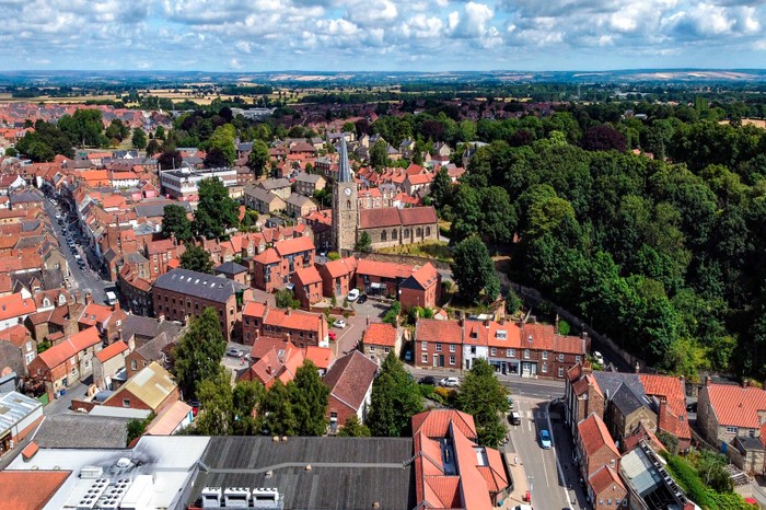 Malton - North Yorkshire - United Kingdom Aerial view of the market town of Malton in North Yorkshire in the northeast of England.