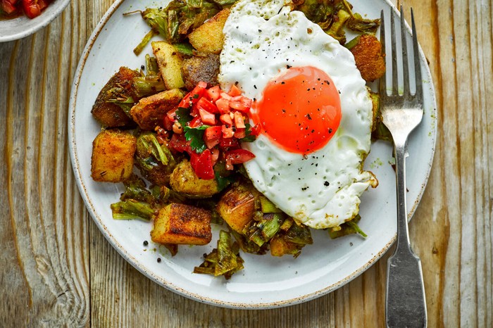 Potato hash recipe with leeks Curried leek and potato hash