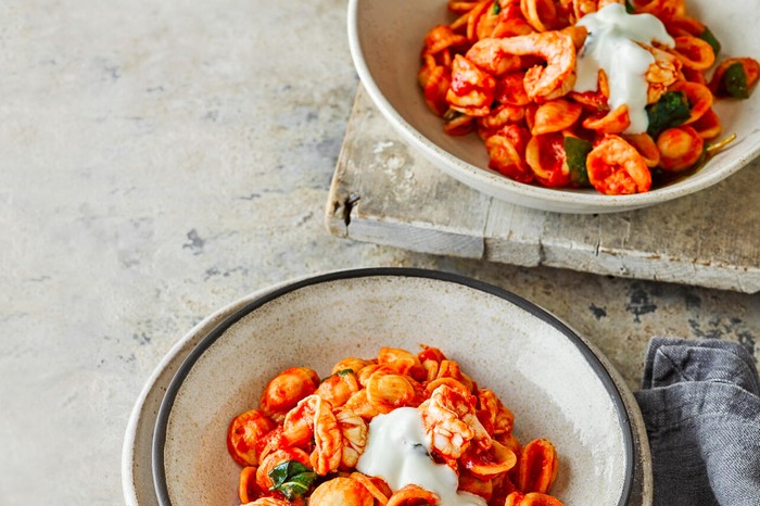 Prawn Harissa Pasta Recipe Prawn, basil and harissa pasta