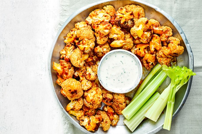 Cauliflower Buffalo Wings with Blue Cheese Dip