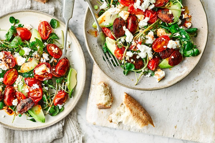 Warm Chorizo Salad Recipe with Avocado and Feta Warm Chorizo Salad Recipe with Avocado and Feta