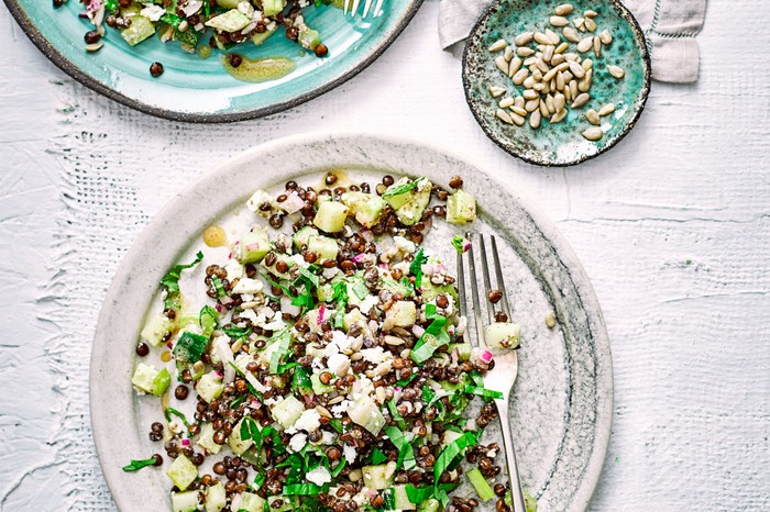 40 vegetarian salad recipes Lentil and avocado salad recipe with feta