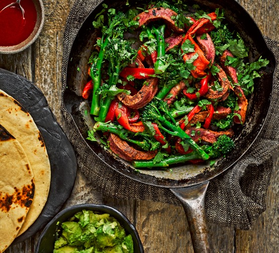 Beef and broccoli fajitas