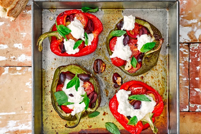 Goat's Cheese Stuffed Peppers Recipe with Olives
