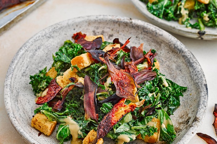 Vegan Kale Caesar Salad Recipe with Aubergine Bacon Vegan Kale Caesar Salad Recipe with Aubergine Bacon