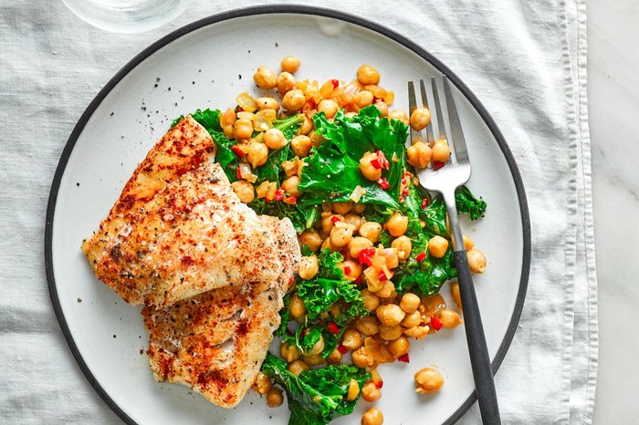 40 Dairy-Free Recipes Grilled Hake with Smoky Chickpeas, Preserved Lemon and Kale