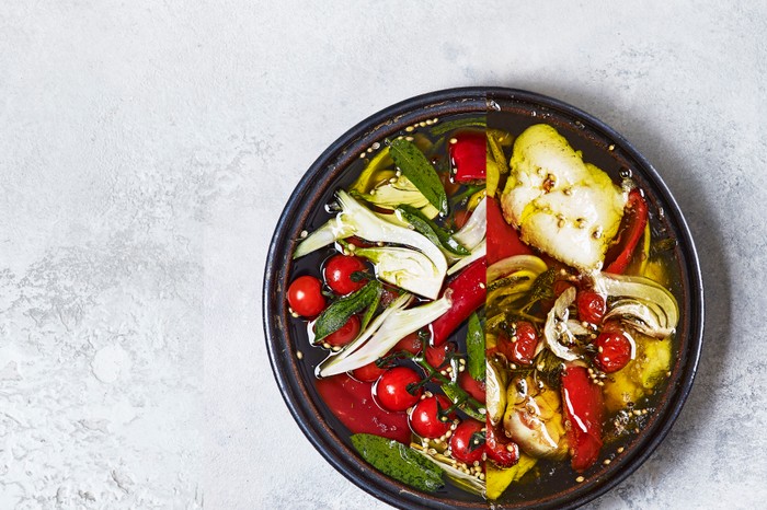 Confit Hake Recipe with Cherry Tomatoes and Garlic Confit Hake Recipe with Cherry Tomatoes and Garlic