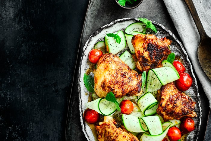 Paprika Chicken Thighs with Courgette Ribbons Paprika Chicken Thighs with Courgette Ribbons