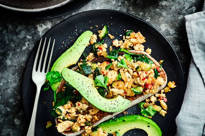 40 Dairy-Free Recipes Tofu Scramble with Avocado on a Plate