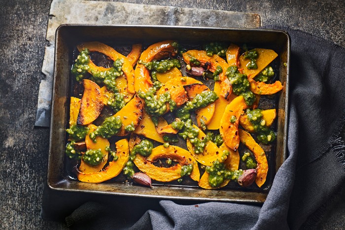 Roasted Butternut Squash Wedges Recipe with Sage Pesto Roasted Butternut Squash Wedges Recipe with Sage Pesto